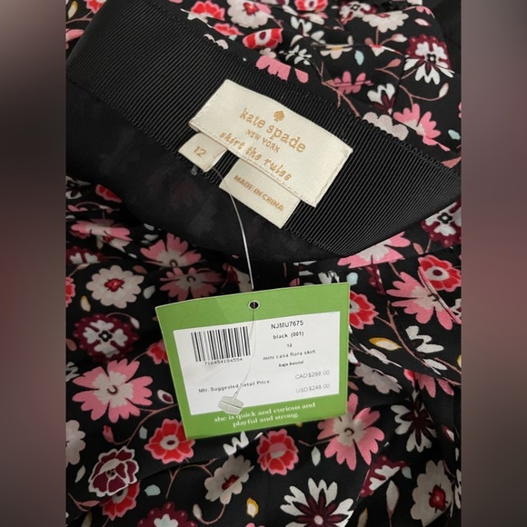 KATE SPADE New York $248 Baja Bound Pleated Mini Casa Flora Floral Skirt Size 12 - Picture 2 of 5